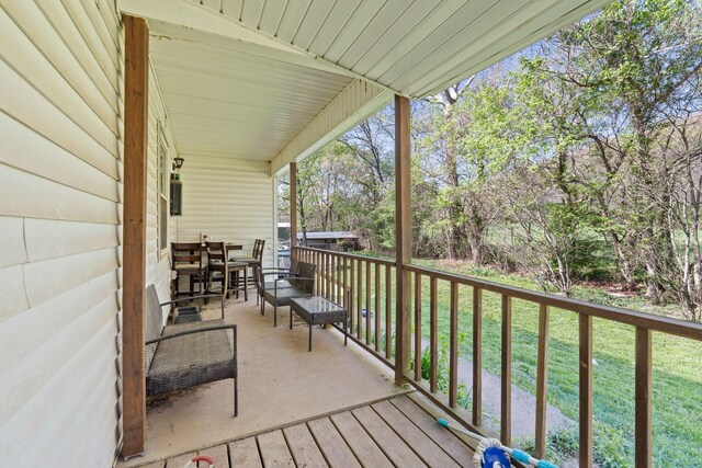 13955 Swallowfield Rd, Frankfort, KY 40601 - deck featuring covered porch and a lawn