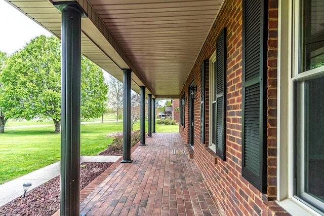 view of patio featuring a porch