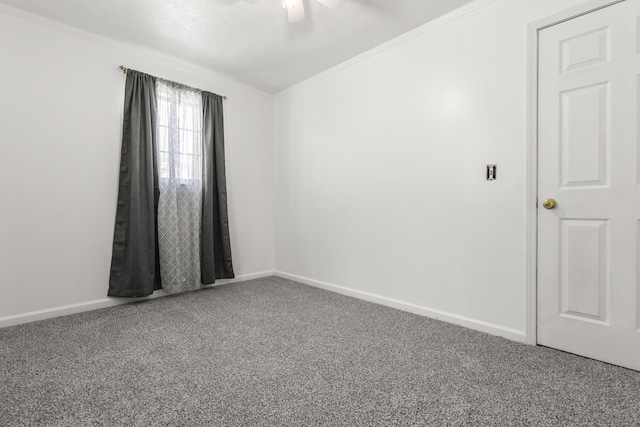 370 Poplar Ln, Morehead, KY 40351 - unfurnished room with a ceiling fan, baseboards, ornamental molding, and carpet