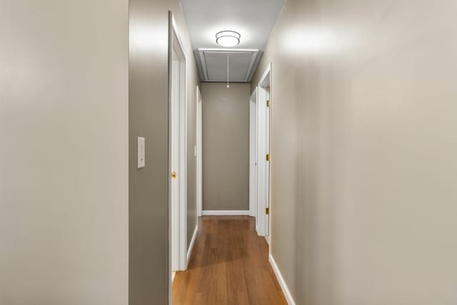 370 Poplar Ln, Morehead, KY 40351 - hall featuring attic access, wood finished floors, and baseboards