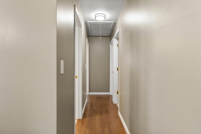 370 Poplar Ln, Morehead, KY 40351 - hall featuring attic access, wood finished floors, and baseboards