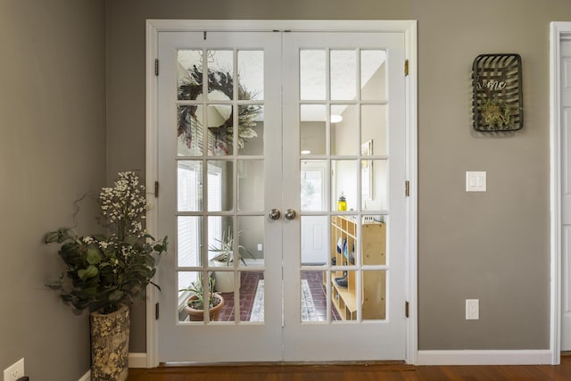 370 Poplar Ln, Morehead, KY 40351 - doorway with baseboards, french doors, and wood finished floors