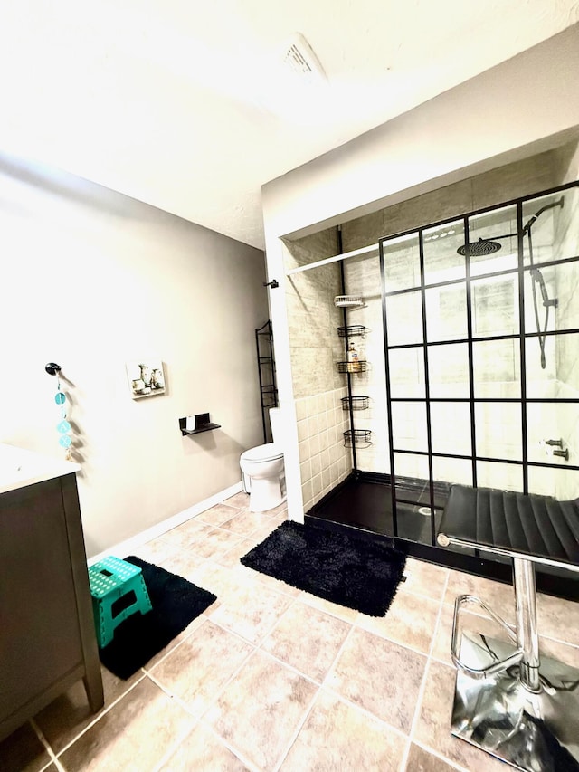 88 Powell Rd, Mckee, KY 40447 - bathroom with a stall shower, toilet, tile patterned flooring, baseboards, and vanity