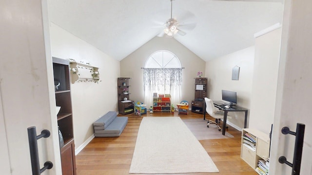 88 Powell Rd, Mckee, KY 40447 - office area with ceiling fan, light wood-style floors, and vaulted ceiling