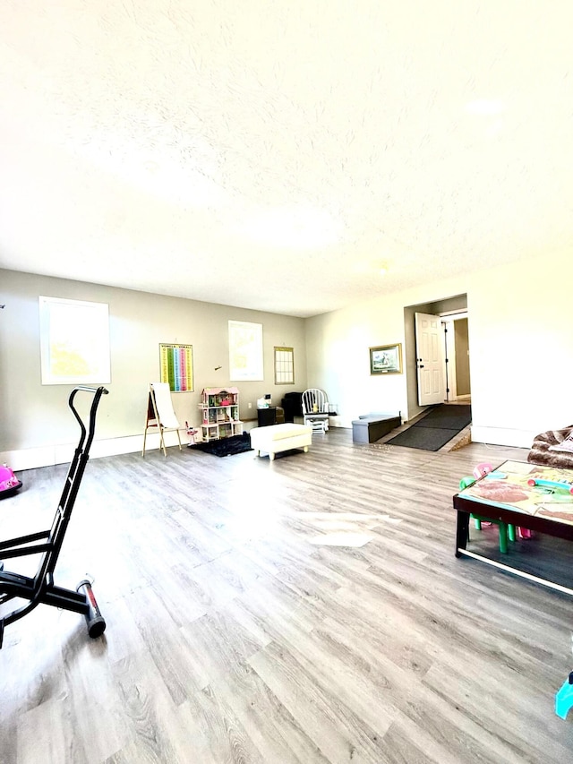 88 Powell Rd, Mckee, KY 40447 - exercise area featuring wood finished floors, a textured ceiling, and baseboards