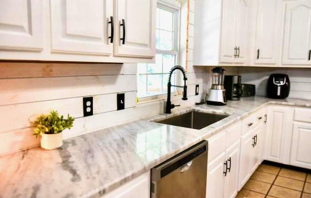 88 Powell Rd, Mckee, KY 40447 - kitchen featuring a sink, dishwasher, white cabinets, and light stone counters