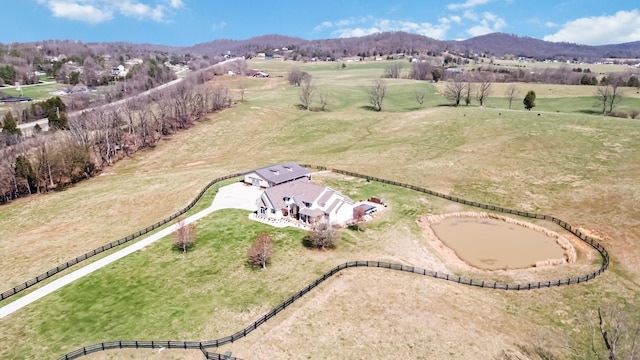 aerial view with a rural view and a mountain view