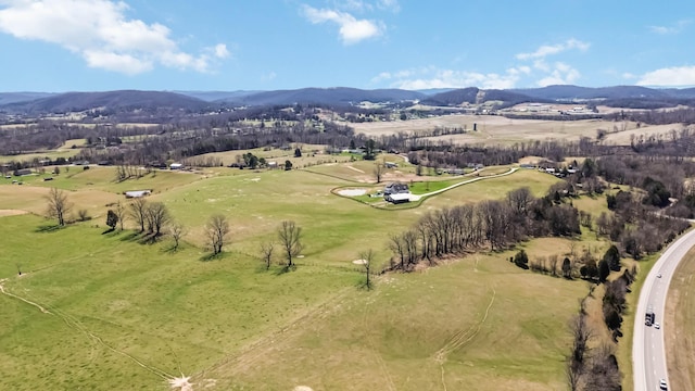 bird's eye view with a mountain view