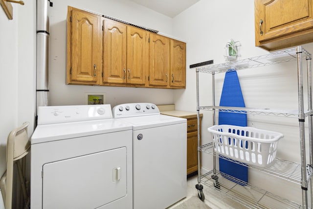 laundry room with cabinet space and independent washer and dryer