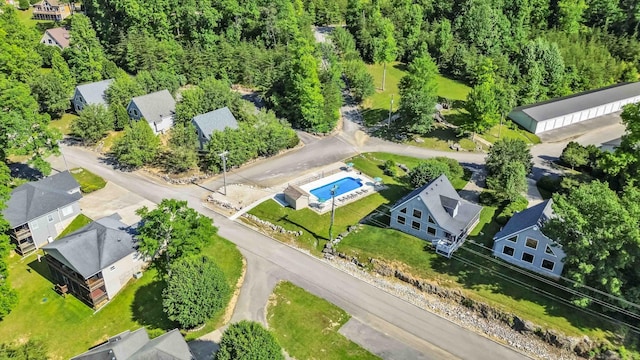 drone / aerial view with a residential view
