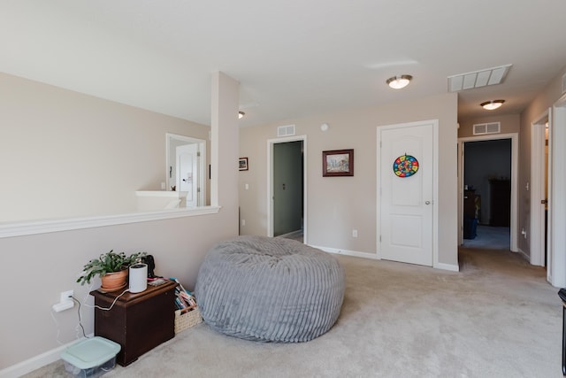 bedroom with visible vents, baseboards, and carpet floors