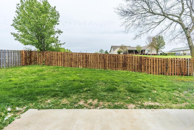 view of yard with a fenced backyard