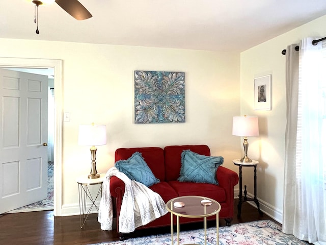 847 W Lexington Ave, Danville, KY 40422 - living room featuring baseboards, wood finished floors, and ceiling fan
