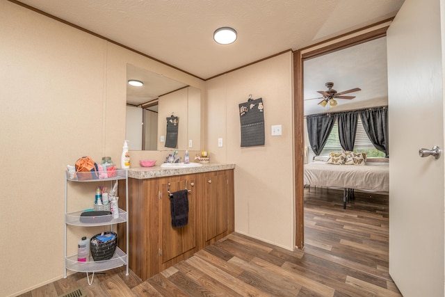 1132 State Highway 1662, Olive Hill, KY 41164 - bathroom featuring vanity, ceiling fan, baseboards, and wood finished floors