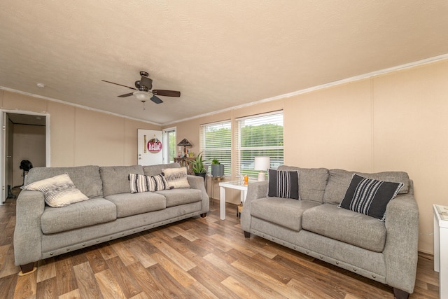 1132 State Highway 1662, Olive Hill, KY 41164 - living room with a ceiling fan, ornamental molding, and wood finished floors