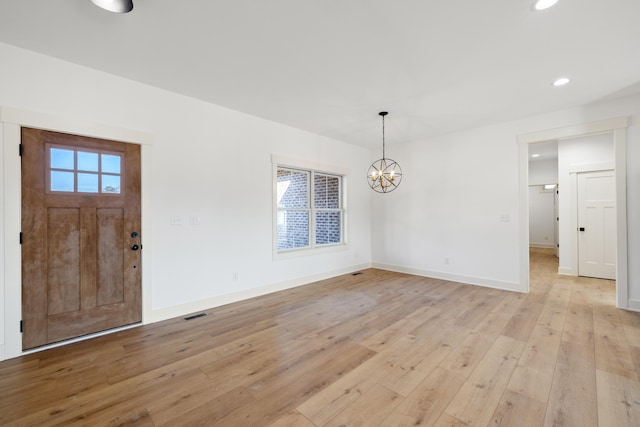 35 Valley Pointe Dr, Somerset, KY 42501 - foyer entrance with recessed lighting, an inviting chandelier, light wood-style flooring, baseboards, and visible vents