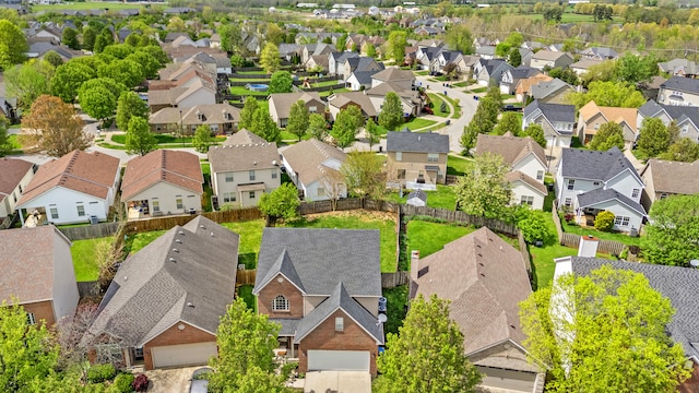 birds eye view of property with a residential view