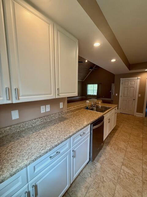 301 Lattern Way, Frenchburg, KY 40322 - kitchen with a sink, recessed lighting, dishwasher, and white cabinets
