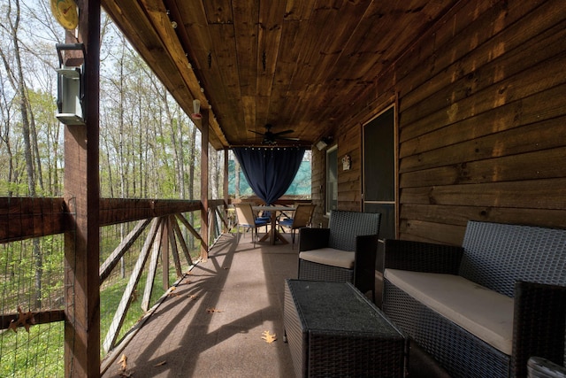 494 Deer Run Rd, Wellington, KY 40387 - view of patio featuring an outdoor living space, a ceiling fan, and outdoor dining area