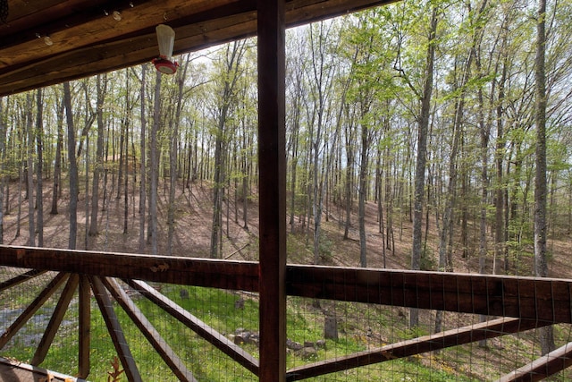 494 Deer Run Rd, Wellington, KY 40387 - wooden terrace with a wooded view and fence