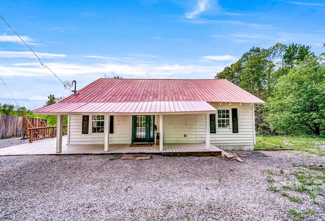 293 Deer Run Rd, Wellington, KY 40387 - view of front of property with fence, metal roof, and a deck