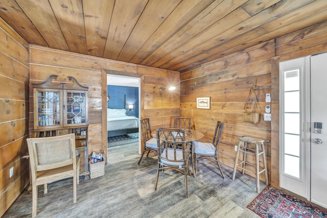 293 Deer Run Rd, Wellington, KY 40387 - dining area featuring wooden ceiling and wood walls