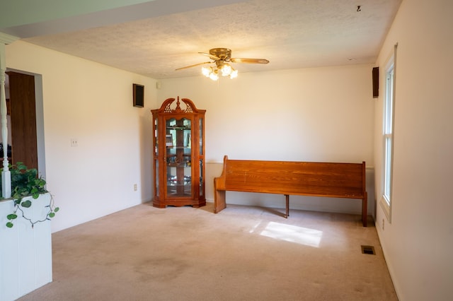 138 Hackett Pike, Richmond, KY 40475 - unfurnished room with a textured ceiling, visible vents, a ceiling fan, and carpet flooring