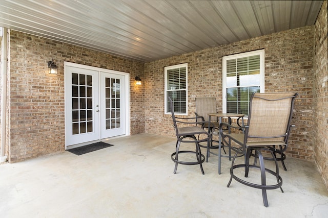 view of patio featuring french doors