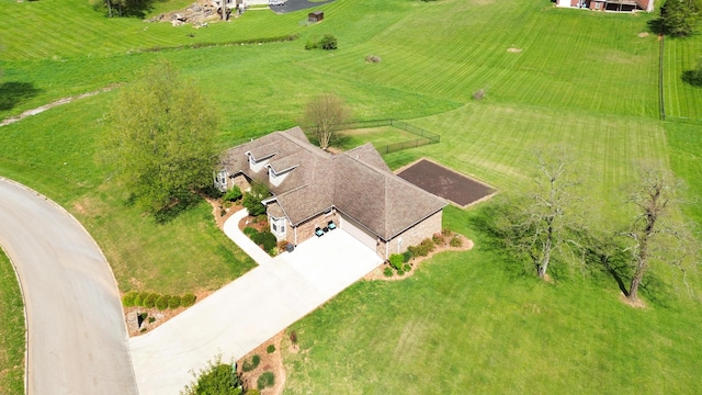 aerial view with a rural view