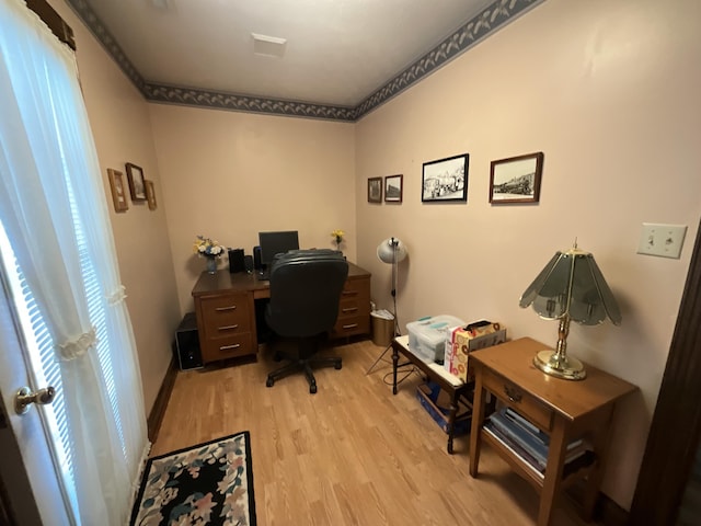 office featuring light wood-type flooring