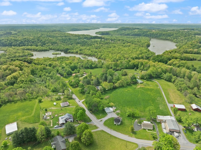 3576 Elkhorn Rd, Campbellsville, KY 42718 - birds eye view of property featuring a water view and a forest view
