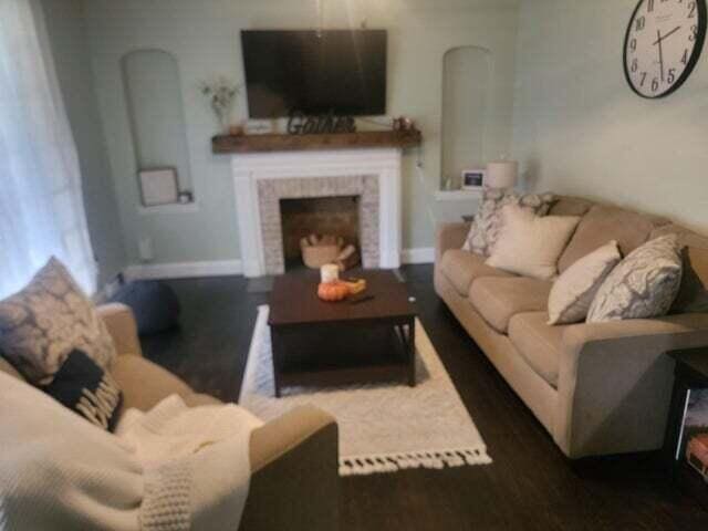121 Hill Ct, Lancaster, KY 40444 - living area featuring wood finished floors and a fireplace