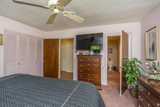 1964 Shadybrook Ln, Lexington, KY 40502 - carpeted bedroom with a ceiling fan, a closet, and a textured ceiling