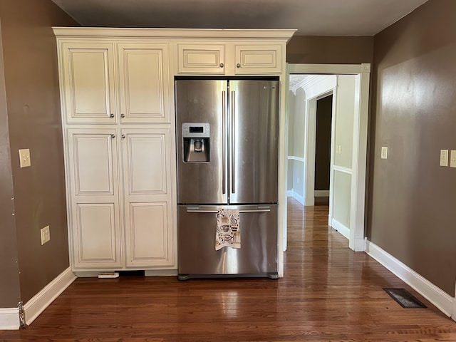 513 Sharp Gap Rd, Barbourville, KY 40906 - kitchen featuring dark wood-style floors, stainless steel fridge, and baseboards