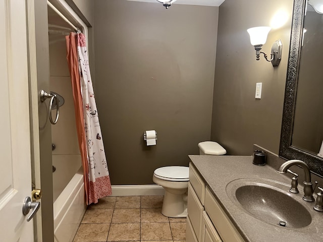513 Sharp Gap Rd, Barbourville, KY 40906 - bathroom with shower / tub combo, baseboards, toilet, vanity, and tile patterned flooring