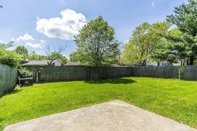 view of yard featuring a fenced backyard