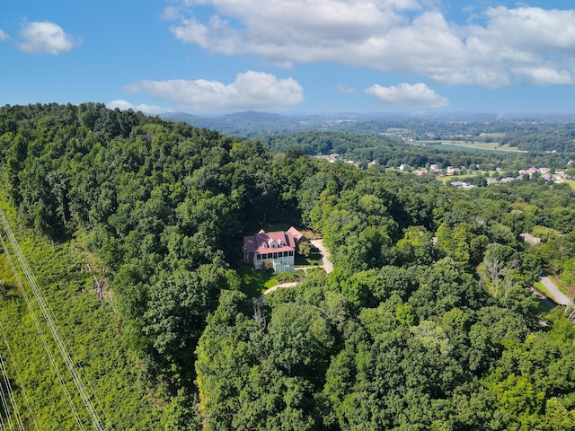 drone / aerial view with a forest view