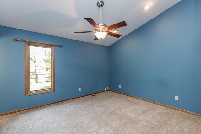 420 Stonehedge Pl, Lexington, KY 40517 - carpeted empty room featuring baseboards, ceiling fan, and vaulted ceiling