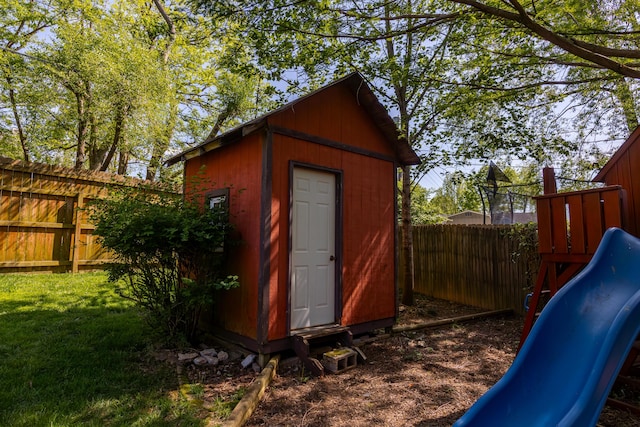 420 Stonehedge Pl, Lexington, KY 40517 - view of shed with a fenced backyard and a playground