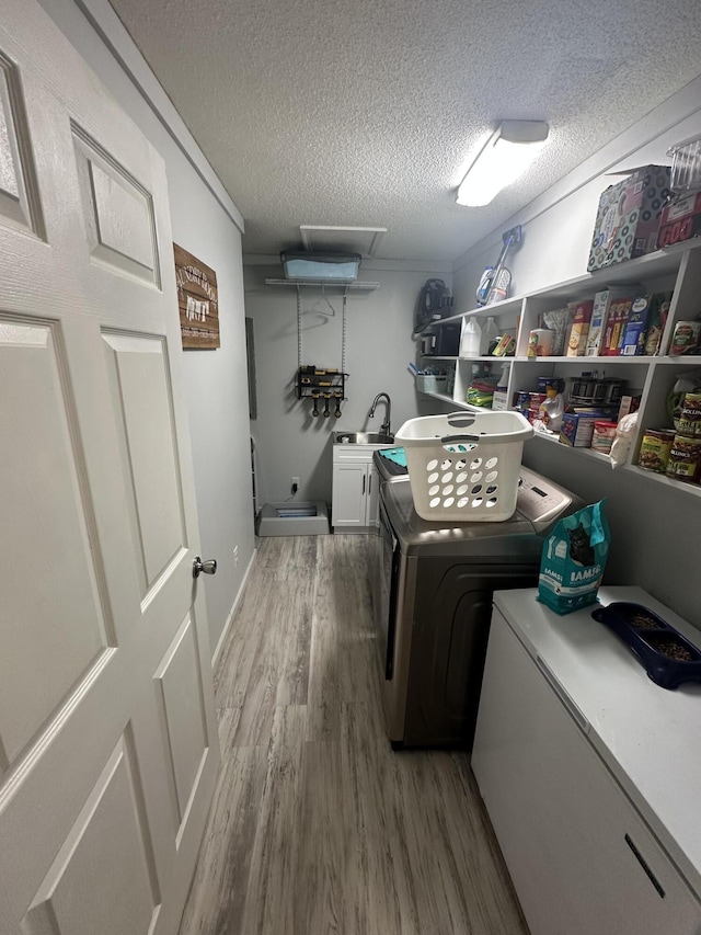 91 Barnett Rd, Brodhead, KY 40409 - laundry area with washer and dryer, a textured ceiling, light wood-style floors, and laundry area