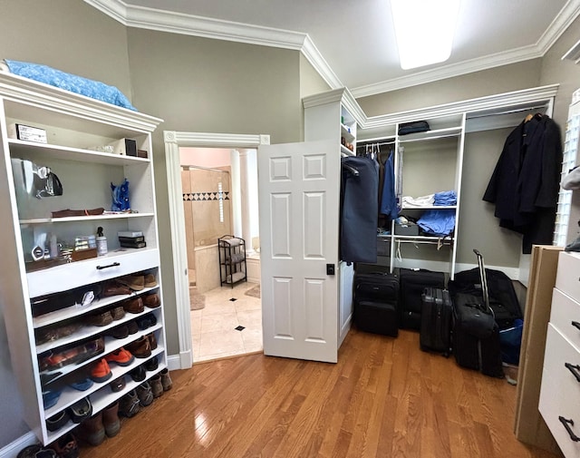 spacious closet featuring wood finished floors