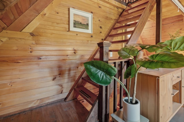 details featuring wood walls and wood finished floors