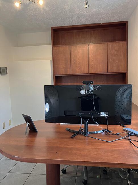 3426 Pepperhill Rd, Lexington, KY 40502 - office area with light tile patterned flooring and a textured ceiling