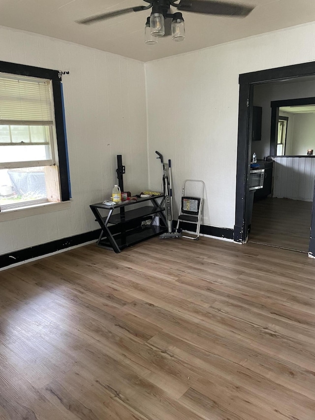 346 Slate Ave, Owingsville, KY 40360 - unfurnished room with a wealth of natural light, wood finished floors, and a ceiling fan