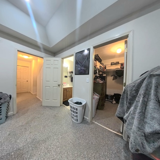 17 Jessica Way, Stanford, KY 40484 - carpeted bedroom featuring a walk in closet, a closet, ensuite bath, and lofted ceiling