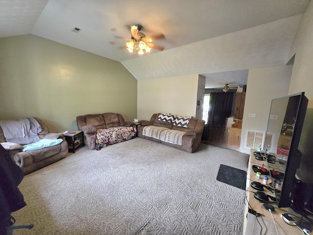 17 Jessica Way, Stanford, KY 40484 - living area with ceiling fan, vaulted ceiling, and carpet