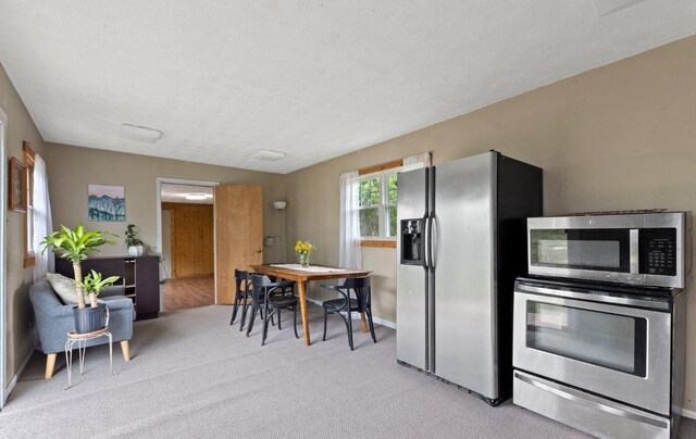 2555 Chrisman Ln, Danville, KY 40422 - kitchen featuring baseboards, stainless steel appliances, and light colored carpet