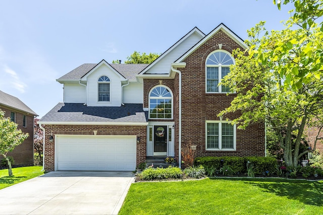 3120 Helmsdale Pl, Lexington, KY 40509 - traditional-style home featuring driveway, a front lawn, and brick siding