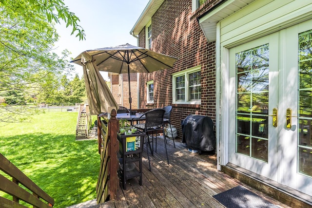 3120 Helmsdale Pl, Lexington, KY 40509 - wooden terrace featuring grilling area, a yard, and outdoor dining area
