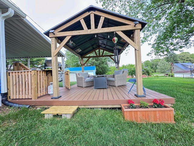 200 Summitt Ave, Somerset, KY 42501 - wooden deck featuring a lawn, a gazebo, and an outdoor hangout area